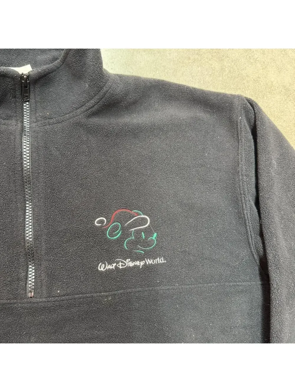 vintage walt disney world mickey mouse quarter zip knit sweater size small
